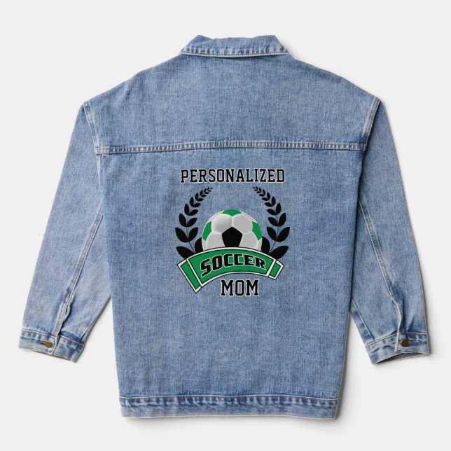 Personalized Soccer - Green Denim Jacket (Back)
