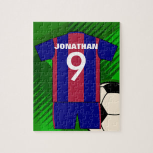 Personalized soccer jersey and ball jigsaw puzzle