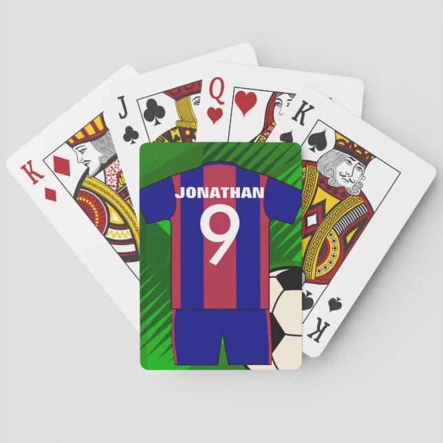 Personalized soccer jersey and ball playing cards (Back)