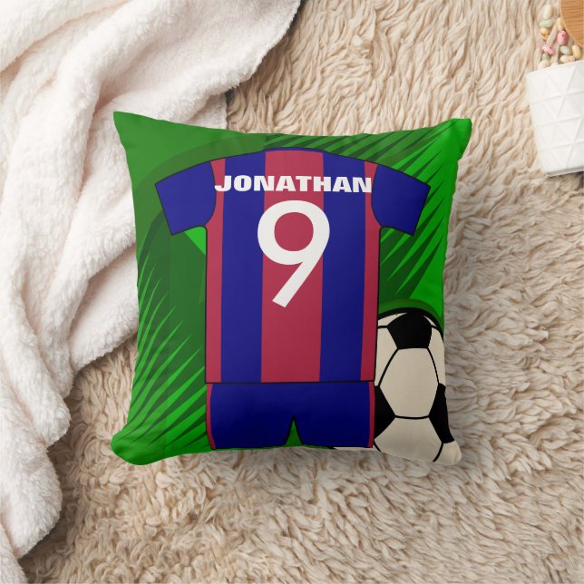 Personalized soccer jersey and ball throw pillow (Blanket)