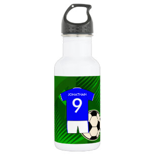 Personalized Soccer Jersey Blue and White 532 Ml Water Bottle