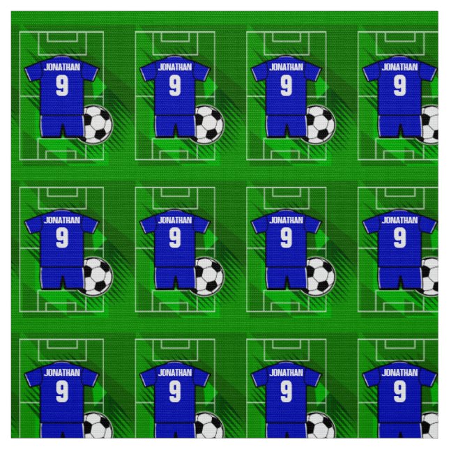 Personalized Soccer Jersey Blue with White Fabric (Swatch)