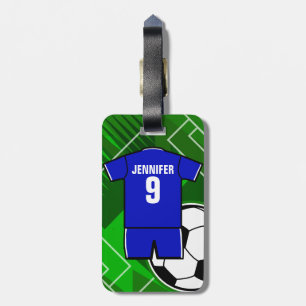 Personalized Soccer Jersey Blue with White Luggage Tag