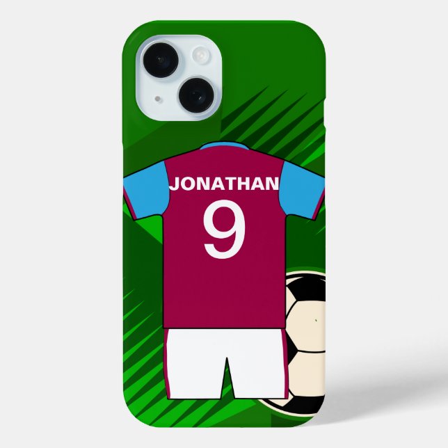 Personalized Soccer Jersey Claret and Blue Case-Mate iPhone Case (Back)