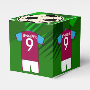Personalized Soccer Jersey Claret and Blue Favor Box