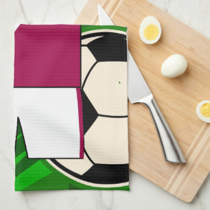 Personalized Soccer Jersey Claret and Blue Kitchen Towel