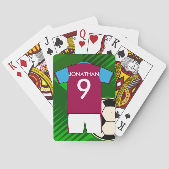 Personalized Soccer Jersey Claret and Blue Playing Cards (Back)