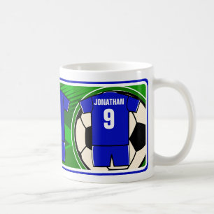 Personalized Soccer Jersey name and number blue Coffee Mug