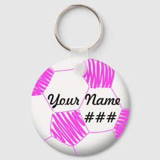 Personalized Soccer Keychain Pink