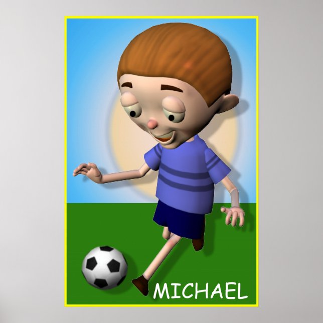 Personalized Soccer Kid Boy Poster (Front)