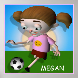 Personalized Soccer Kid Girl Poster