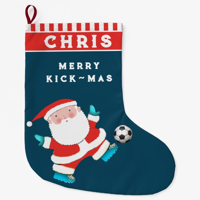 Personalized Soccer Large Christmas Stocking (Front)