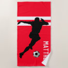 Personalized Soccer Mad | Football Red Beach Towel