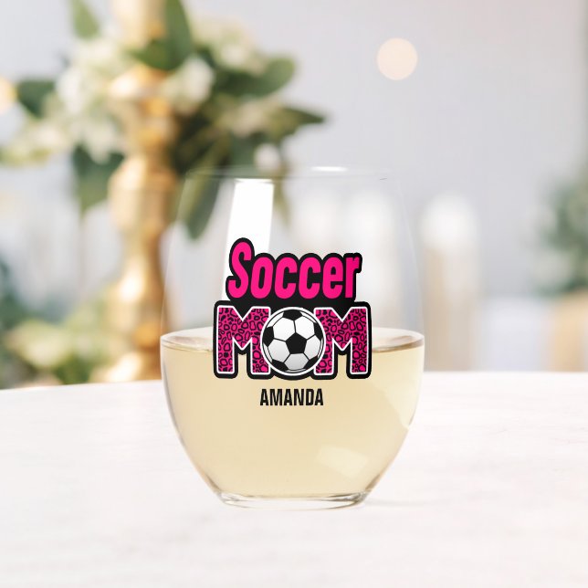 Personalized Soccer Mom Mother's Day Stemless Wine Glass (Insitu (Wedding))