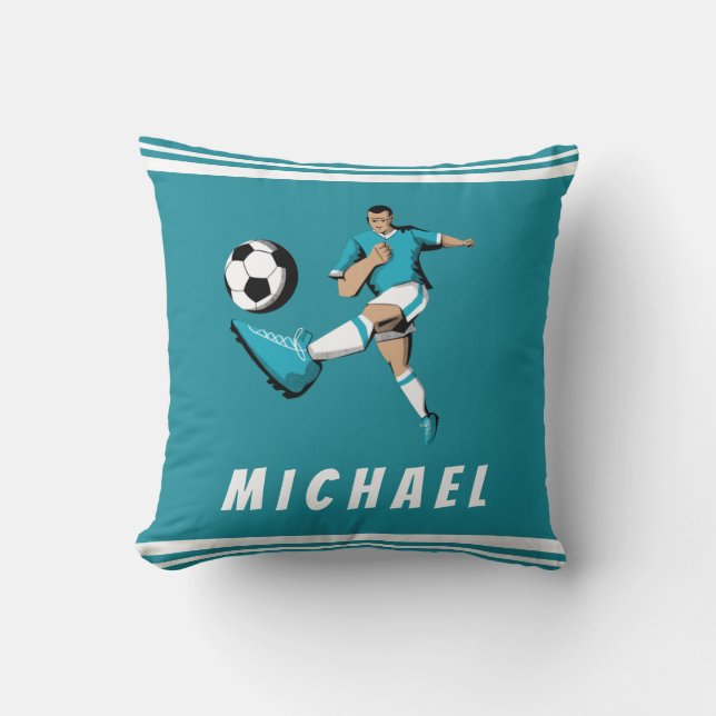 Personalized Soccer Player Cool Graphics Striped  Throw Pillow (Front)