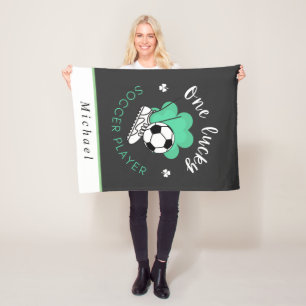 Personalized Soccer Player Funny St. Patrick Sport Fleece Blanket