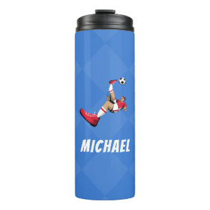 Personalized Soccer Player Illustration Cool Boys Thermal Tumbler