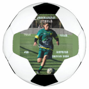 Personalized soccer player photo senior night ball
