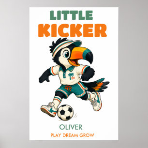 Personalized Soccer Poster Retro Kids Toucan Art