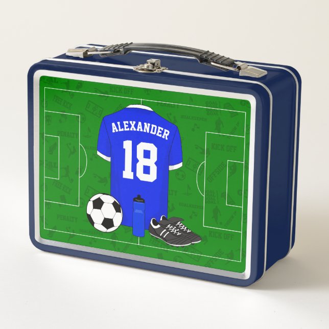 Personalized soccer shirt metal lunch box (Front)