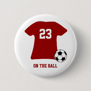 Personalized Soccer Shirt With Ball Badge Name Tag 2 Inch Round Button