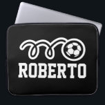 Personalized soccer sports Neoprene 15 inch Laptop Sleeve<br><div class="desc">Personalized soccer sports Neoprene 15 inch laptop sleeve. Custom computer accessories with sports logo. Cool Birthday gift idea for sporty kids and adults. Custom covers available in different sizes; 10 13 and 15 inch. Customizable background colour with funny ball drawing. Personalized office supplies.</div>