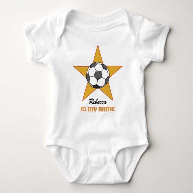 Personalized Soccer Star Baby Bodysuit (Front)