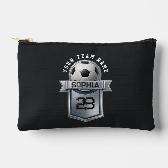 Personalized Soccer with Team and Player Name Accessory Pouch (Front)