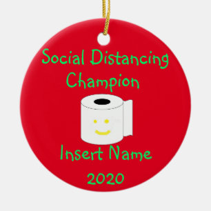 Personalized Social Distancing Champion Ceramic Ornament