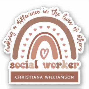 Personalized Social Worker Boho Rainbow
