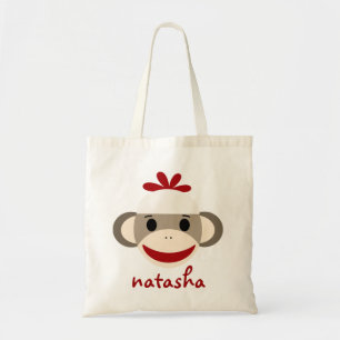 Personalized Sock Monkey Bookbag Tote Bag