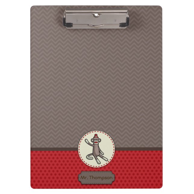 Personalized Sock Monkey Clipboard (Front)
