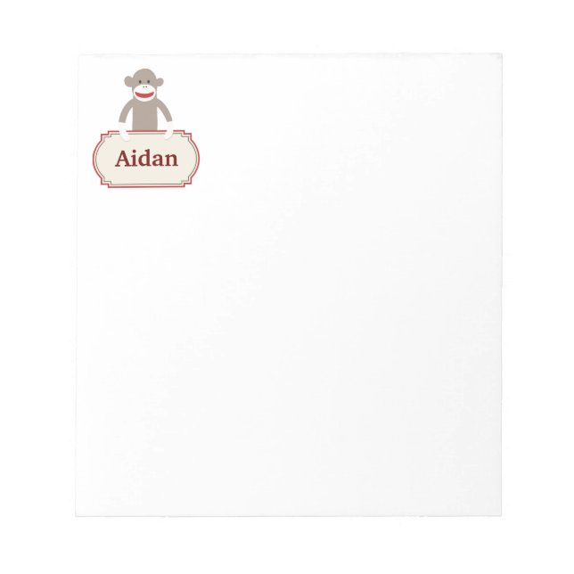 Personalized Sock Monkey Memo Notepad (Front)