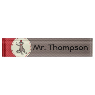 Personalized Sock Monkey Name Plate