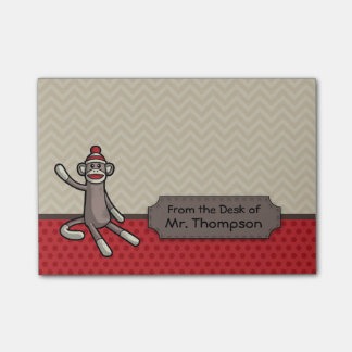 Personalized Sock Monkey Post It Notes
