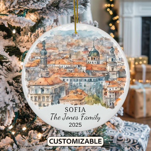 Personalized Sofia Ornament, Bulgaria Gift Ceramic Ornament