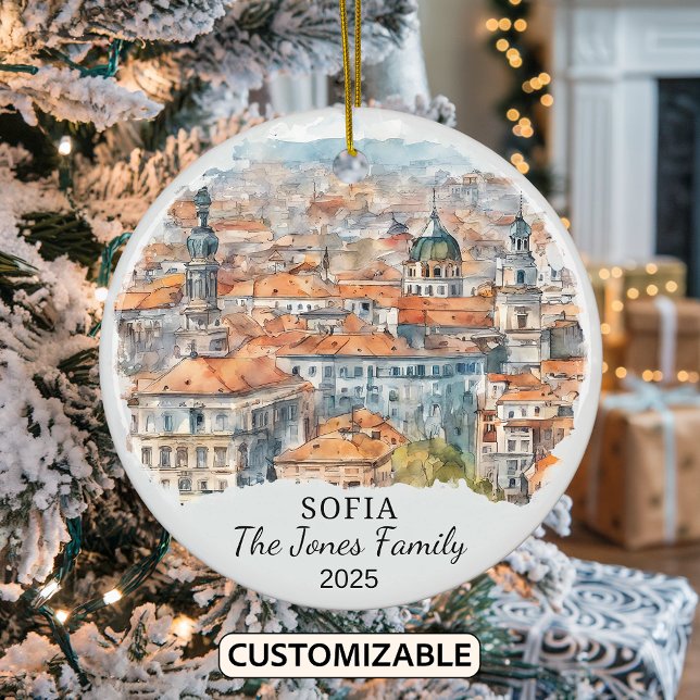 Personalized Sofia Ornament, Bulgaria Gift Ceramic Ornament (Creator Uploaded)