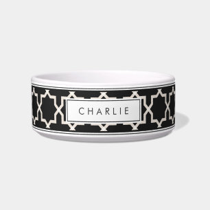 Personalized Soft Beige & Eerie Black Pattern Bowl