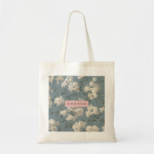 Personalized Soft Blue Almond Blossom Floral Style Tote Bag