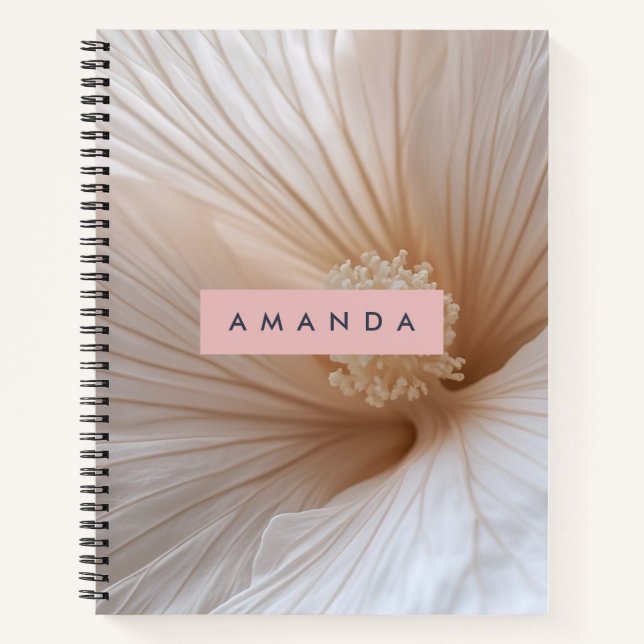 Personalized Soft Blush Petal Bloom Floral Design Notebook (Front)