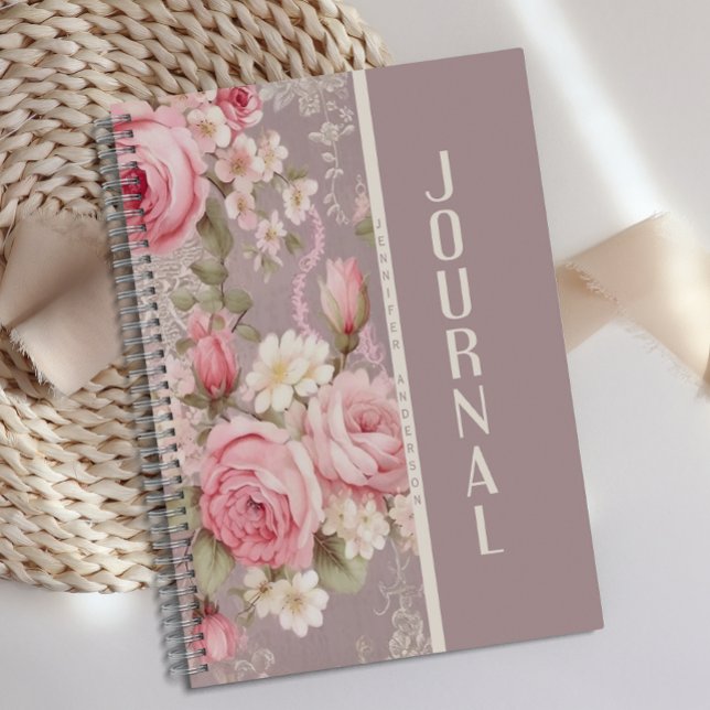 Personalized Soft Blush Pink Rose Floral Journal  (Creator Uploaded)