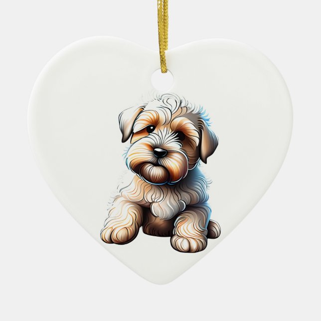 Personalized Soft Coated Wheaten Terrier Puppy Ceramic Ornament (Front)