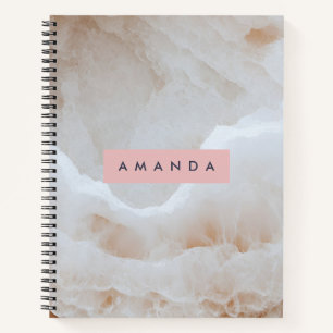 Personalized Soft Cream Onyx Marble Texture Notebook