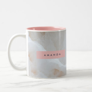 Personalized Soft Cream Onyx Marble Texture Two-Tone Coffee Mug