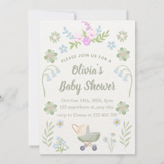 Personalized Soft Floral Baby Shower Invitation