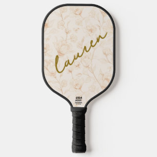 Personalized Soft Florals Name Pickleball Design Paddle