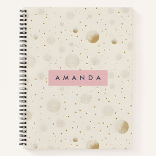 Personalized Soft Gold Polka Dot Minimalist Style Notebook