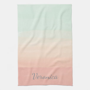 Personalized Soft Gradient Name in Pastel Ombre Kitchen Towel
