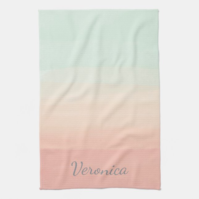Personalized Soft Gradient Name in Pastel Ombre Kitchen Towel (Vertical)