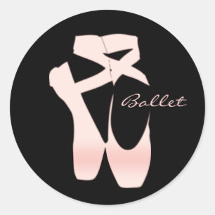 Personalized Soft Gradient Pink Ballet Shoes Classic Round Sticker